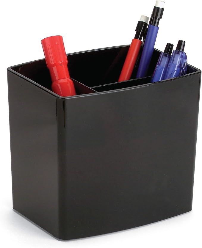 Officemate 2200 Series Executive Large Three-Tiered Pencil Cup, Black (22292)