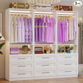 Closet System Set of 3, Closet System with 9 Drawers, 6 Rods & 3 Shelves, 6-15FT Walk in Modular Closet Organizer System, DIY Custom Built in Wood Closet Organizer Kit, White