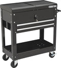 Ironton 28in. 2-Drawer Rolling Tool Cart, 350-Lb., Locking Drawers | Heavy-duty steel frame, open lower tray, quick-access tool organization, garage/workshop/warehouse use, easy maneuvering