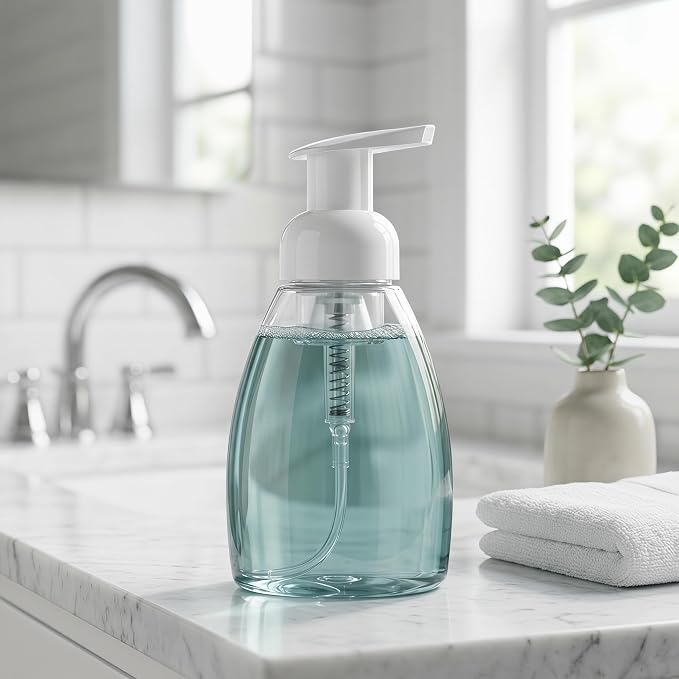 Bekith 12 Pack Foaming Soap Dispenser Pump Bottles, 8oz (250ml) Foaming Hand Soap Dispenser, Refillable Liquid Soap Foaming Dispenser, Empty Plastic Bottles for Kitchen, Bathroom, Commercial, Clear