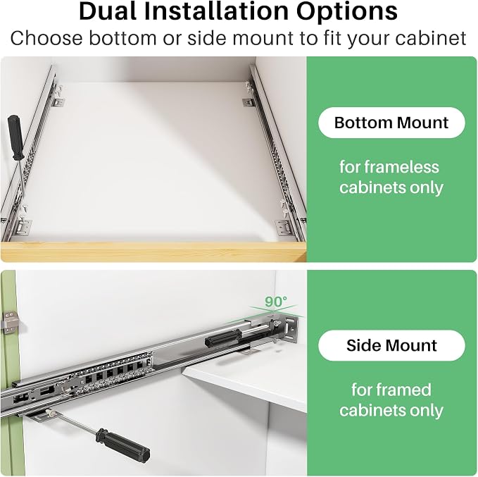 Pull Out Cabinet Organizer, Soft Close Wooden Slide Out Drawers for Pots and Pans, Full-extension Roll Out Shelves for Kitchen Cabinets, Pantry Organization, Bottom & Side Mount(21"W X 21"D x 3.4''H)