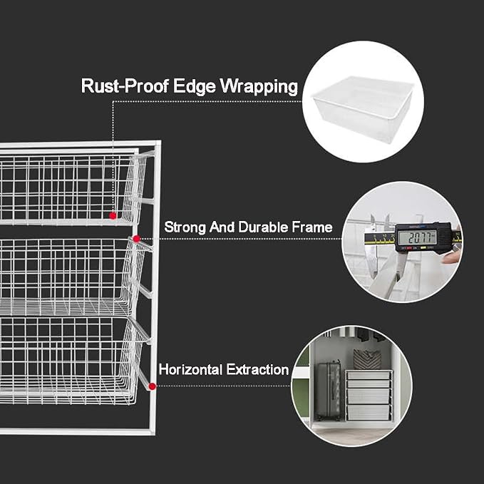 Compact Hanging Pullout Drawer Basket,Pull Out Drawer Organizer Containers Storage Bin,for Home Office Bedroom Laundry Room(Style1)