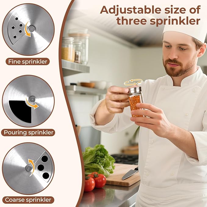 ComSaf Glass Spice Jars with Shaker Lids 4 oz 24 Pack Small Square Bulk Set | Labels, Seasoning Herbs Powders, Salt Pepper Chili, Spice Rack Organization, Kitchen Cabinet Storage, Funnel Included