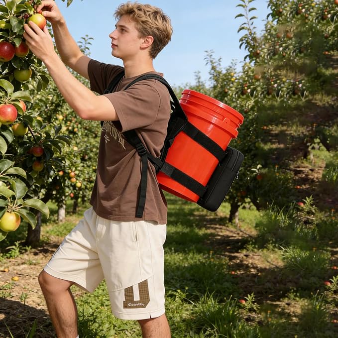 Backpack for 5 Gallon Buckets, Universal Bucket Organizer with Pocket | for Hunting, Fishing, Picking Apples, Baseball & Ice Fishing