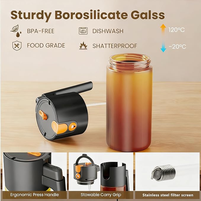Olive Oil Spray Bottle Dispenser, 2-in-1 Glass Material Kitchen Cooking Oil Sprayer, 17 oz/500 ml Cooking Spray, Glass Spray Bottle with Tipper, Food Grade Spray for Kitchen, Salad, Frying, Barbecue