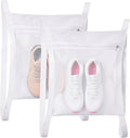 Shoe Dryer Bag, Mingting 2 Pack Large Wash Dry Net Bag 15.7x15.7 Inch for Sneaker Shoes Laundry Dryer Bags with Zipper and Strap for Most Dryers Door,White