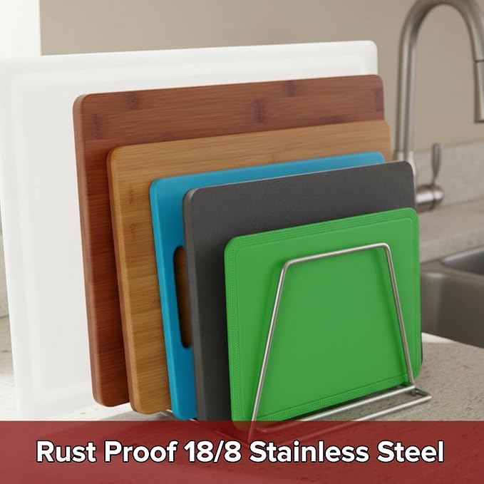 Thirteen Chefs Stainless Steel Cutting Board Rack - Holds 6 Boards up to 3/4" Wide - NSF Approved for Commercial Kitchens