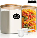 ComSaf Glass Storage Jars with Bamboo Lids 3.6 Qt 2 Pack Large Wide Mouth | Pantry Organization, Flour Sugar Coffee Beans, Pasta Cereal Dry Food, Big Capacity, Cabinet Organization, Dry Food Storage