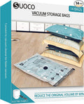Vacuum Seal Bags for Clothing Travel and Home Storage, Travel Vacuum Bags with Electric Pump, Space Saver packing compression for Blankets Comforters Pillows Clothes, 14 Combo