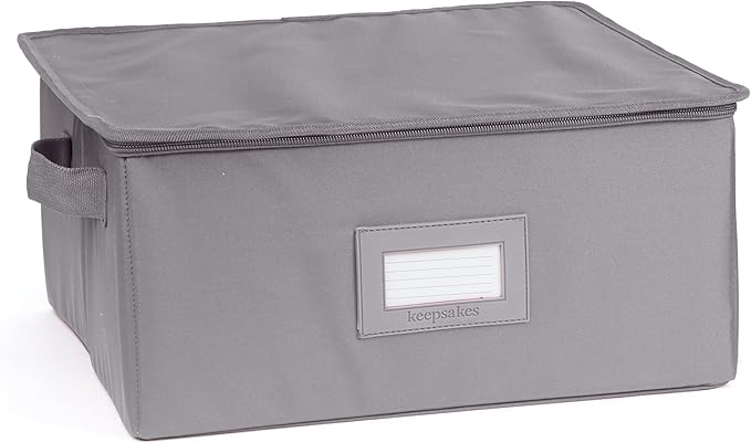 Covermates Keepsakes Zip-Top Storage Box Set, 3 Pack Heavy Duty Polyester Organizer Bins, Stackable Design, ID Window, Reinforced Handles, Closet Home Storage, Graphite