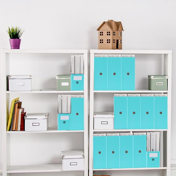 Geyee 50 Pcs Cardboard Magazine Holder Magazine File Holder Magazine Storage Box Document Magazine File Organizer with 50 Pcs Labels for School Office Home Supplies (Blue)