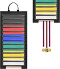 Wall Hanging Belts Display Rack for 12 Belts, Dust-Free Martial Arts Organizer with Bamboo Medal Hanging Bar, Lightweight Jiu Jitsu Belt Hanging Holder for BJJ, Martial Arts Learners