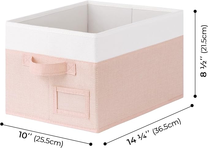 GRANNY SAYS Storage Baskets for Organizing, Fabric Storage Bins for Shelves, Closet Storage Boxs, Clothing Storage and Organization, Decorative Storage Bins, Pink&Ivory, Medium, 3-Pack