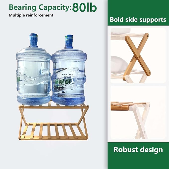 2 Tier Bamboo Shoe Rack,Portable Folding Shoe Storage Rack,Without Installation Small Shoe Rack Perfect for Corridors, Bedrooms and Small Spaces (2 Tier)