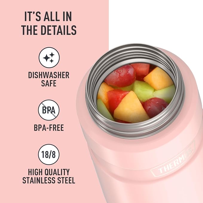 THERMOS Stainless King Vacuum-Insulated Food Jar, 24 Ounce, Matte Pink