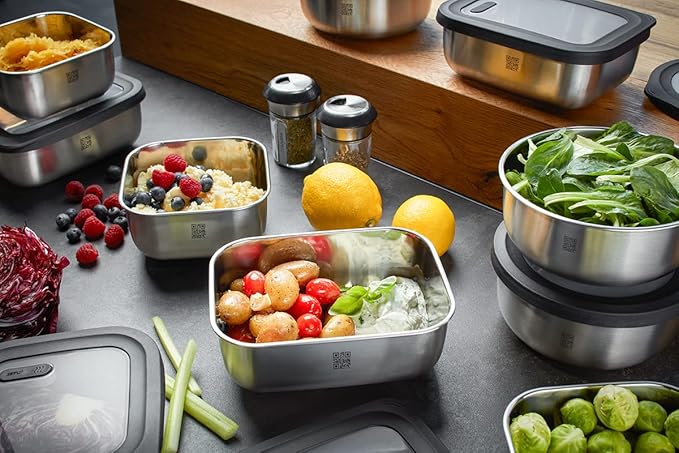 Gefu PROVIDO Food Storage Container 1,300 ml, Rectangular, Cold and Heat Resistant, Intelligent Storage Control via App