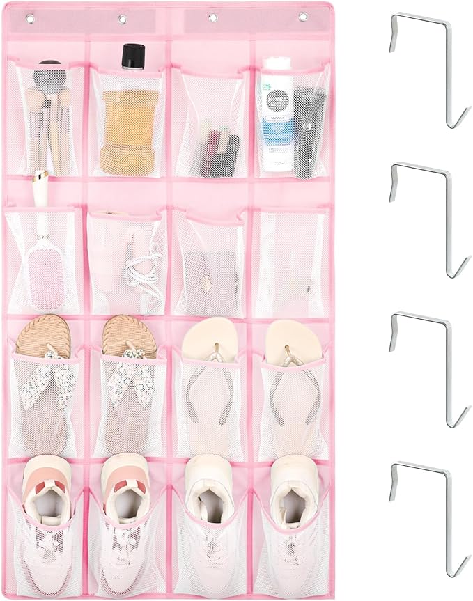 F-color Over the Door Organizer for Cruise - 16-Pocket Hanging Organizer | Tool-Free Mount with 4 Metal Hooks, See-Through Mesh Pockets, Lightweight & Foldable, Space-Saving for Travel and Daily Use