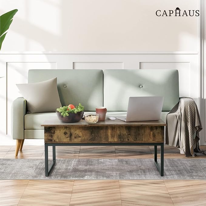 CAPHAUS Lift Top Coffee Table w/Sliding Drawer, Rising Tabletop Coffee Table w/Hidden Storage & Sliding Drawer, Storage Coffee Table w/Lift & Sliding Tabletop for Living Room, 41" Espresso