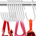 12 Pack Heavy Duty Twist Design Purse Hanger for Closet - Anti-Slip Vinyl Coated Metal 4 inch Large S Hooks, Multipurpose Organizer for Purses, Handbags, Belts, Scarves, Hats, White