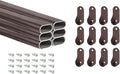 Outwater 48 Inch Oil Rubbed Bronze Aluminum Oval Closet Rod Kit, 1-3/16 Inch x 19/32 Inch Profile, Includes Matching Screw Mount Supports and Mounting Screws, Pack of 6