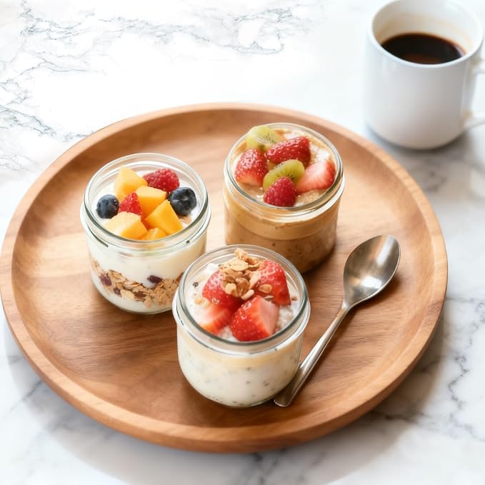 Overnight Oats Containers with Lids, 10oz Wide Mouth Mason Jars with Lids, 3 Pack Glass Jars with Airtight lid for Chia Pudding Yogurt Salad, Meal Prer Oatmeal Jars
