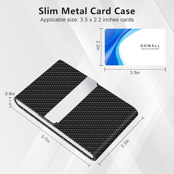Black Carbon Business Card Holder with Magnetic Closure, Slim Metal PU Business Card Case for Men Women, 3.7 x 2.3 inches RFID Blocking Credit Cards Holder for Pocket or Bag Storage