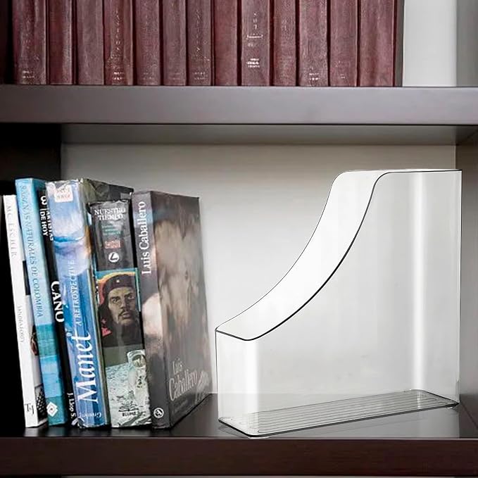 1 Pack Vertical File Holder Clear PET Desk Organizer and Storage Bins Holding for Magazines Binders Notebooks Envelopes File Organizer for Desk Multi-Purpose Document Organizer Work Desktops