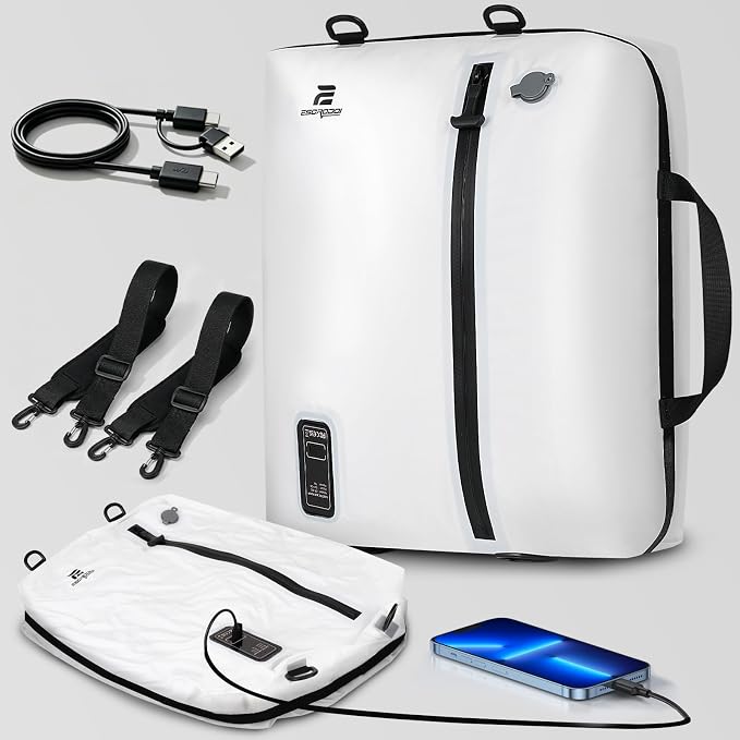 Travel Vacuum Bags with Built-in Pump, White | Reusable Vacuum Seal Bags for Clothing,Luggage,Packing Compression Storage Bags for Carry-On,Suitcase&Backpack