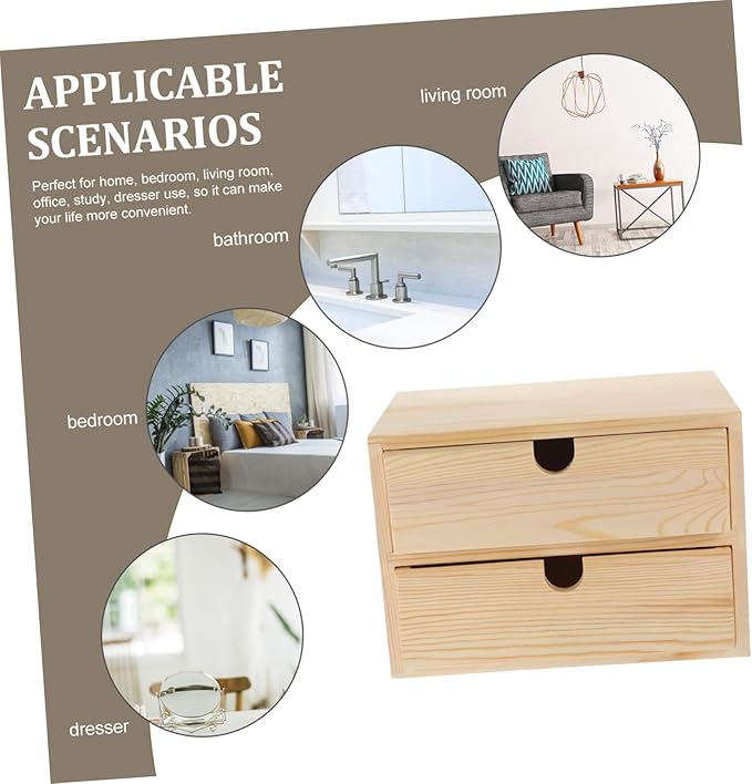 Cabilock Wooden Jewelry Organizer Versatile Storage Box with Two Layers Stylish Desktop for Home Office Classroom Natural Color for Aesthetic Decor