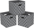 Fabric Cloth Storage Bins,Fabric Cube Organizer with Dual Handles Foldable Cube Storage Baskets for Home Bedroom Storage,Set of 3,(Gray Light)