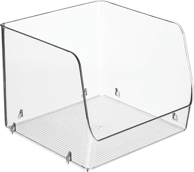 iDesign Open-Front Bin for Kitchen, Bathroom, or Home Office - Set of 2, Clear, Made in USA