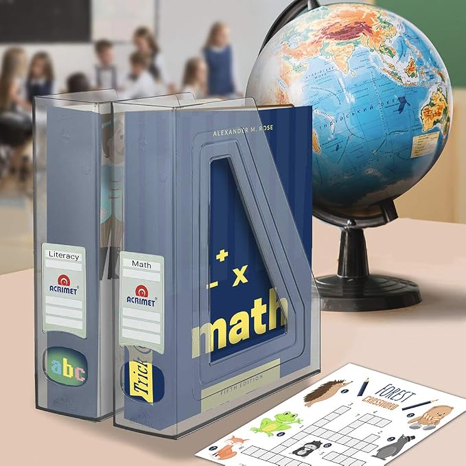 Acrimet Magazine File Holder, Vertical Desk Organizer, Clear, 2 Pack | Durable Plastic, Office & Home Use, Rack Design for Folders and Mail, Space-Saving Storage