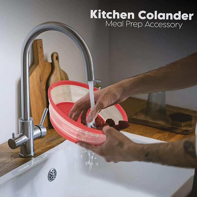 Microwave Cover for Food, Collapsible Microwave Splatter and Plate Covers Easy Grip Lid and Food Strainer, BPA Free and Dishwasher Safe, 10.5", Red - By Rampro