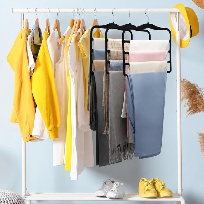 Closet Organizers and Storage,Pants Hangers Space Saving,Al Alloy Hangers for Organization and Storage,Dorm Room Essentials for Guys,Home Organization Scarf Jeans Hangers-2 Pack