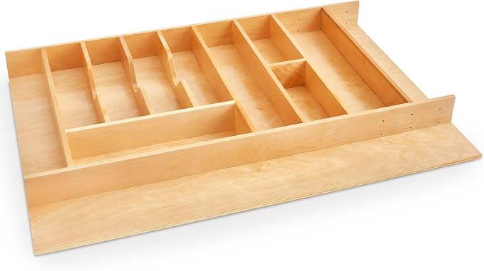 Rev-A-Shelf Wood Trim-to-Custom-Fit Utensil Drawer Insert Organizer, 33.11" x 21.97" - Spoons, Forks, Silverware, and Cutlery Drop-In Storage Tray for Kitchen Cabinet Organization, 4WUTCT-36-1