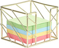 BTSKY Metal Sticky Note Holder, 3x3 Inch Post It Note Dispenser, Modern Memo Cube Holder Desk Organizer for Office & Home, Iron Sturdy Desktop Sticky Note Storage, Gold