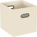 STOREONE Fabric Storage Bins Cubes Baskets Containers-(11X11X11) with Dual Handles for Shelf Closet, Nursery Home ， Bedroom Organizers, Foldable Set of 1 (Creamy- White )