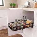Under Sink Organizer, Dual-Rail Ball-Bearing, Under Kitchen Sink Organizer, 6-Level Adjustable, Under Cabinet Organizer, No-Drill Adhesive/Suction, Under Sink Storage