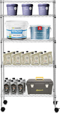 PayLessHere | 5-Tier Wire Shelf with Wheels | 14"x30"x60" | Chrome | Adjustable Racks | Heavy-Duty Storage Shelves, Holds Upto 220 lbs | Rust-Resistant, No-Tool Assembly | for Home, Garage Shelving