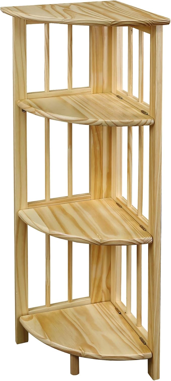 Casual Home 4-Shelf Corner Folding Bookcase, Natural