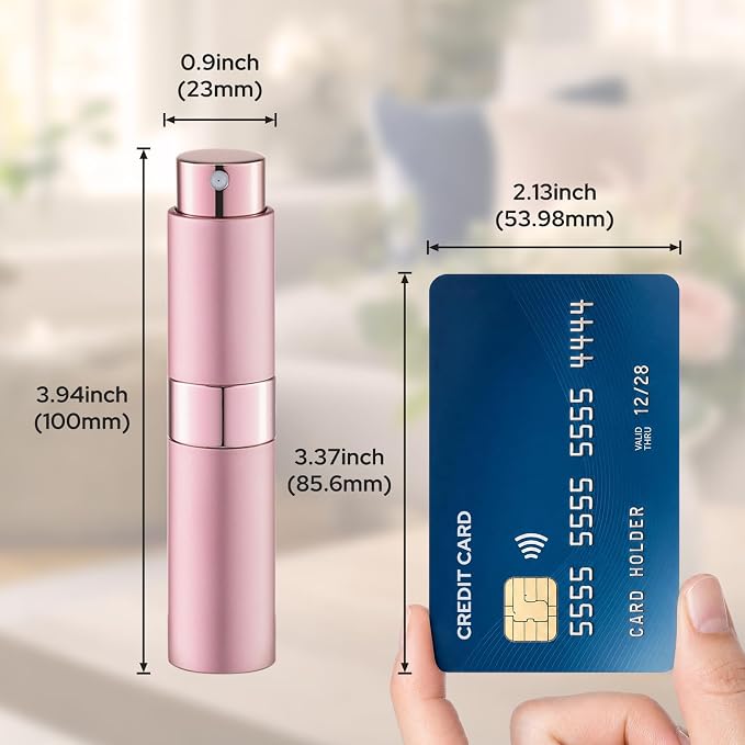 LISAPACK 8ML Atomizer Perfume Spray Bottle for Travel (3 PCS) Empty Cologne Dispenser, Portable Sprayer (Red, Pink, Purple)