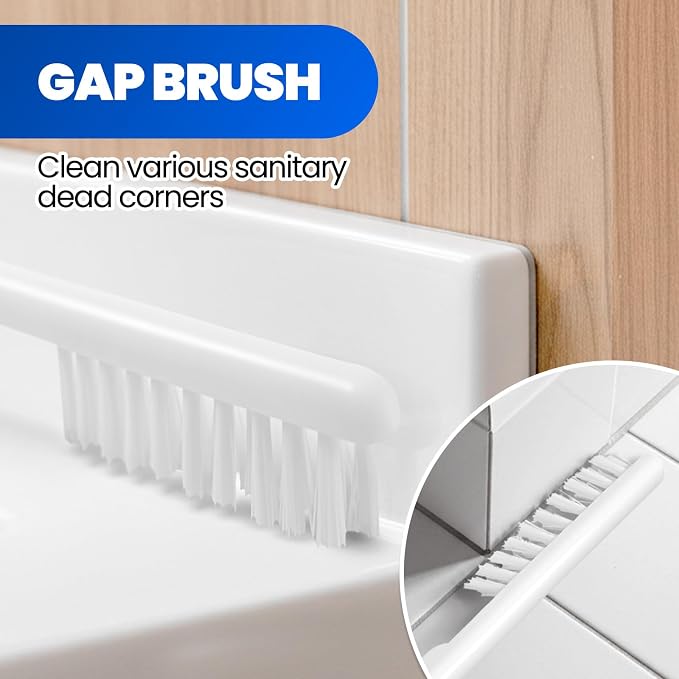 4in1 Toilet Plunger and Brush Set - Home Bathroom Cleaning Tools | 21", Groove Gap Brush, Cleaning Gloves, Heavy Duty Toilet Bowl Cleaner, Apartment Must Haves Bathroom Decor, Light Grey
