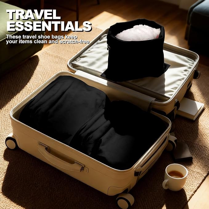 5 Pack Shoe Bags for Travel, Washable Dust Bags for Storage & Packing 17.7" x 13.8" Dustproof Shoe Bags Duster Flannel Shoes Storage with Drawstring Closure for Boots Handbags Shoes & Toys (Black)