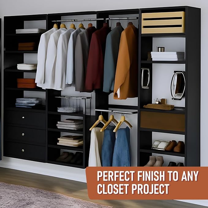 B&B HARDWARE Closet Evolution Classic Vertical Panels Up to 80 Inch – Pre-Drilled Organizer Units – Scratch Resistant Laminate, Compatible with Closet Systems & Accessories (Black, Pack of 2)