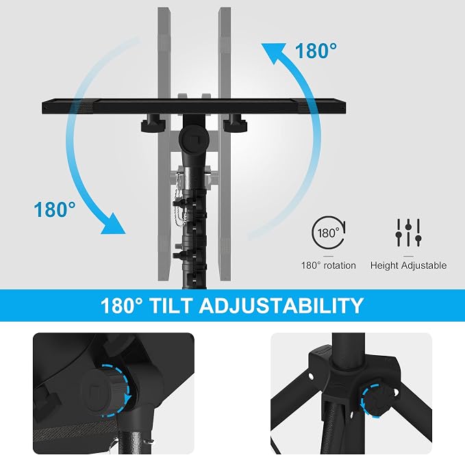Projector Stand Tripod Adjustable, Laptop Height from 23.5 to 46.5 inches with Gooseneck Phone Holder, Floor for Office, Home, Stage, Studio, DJ Racks Holder Mount