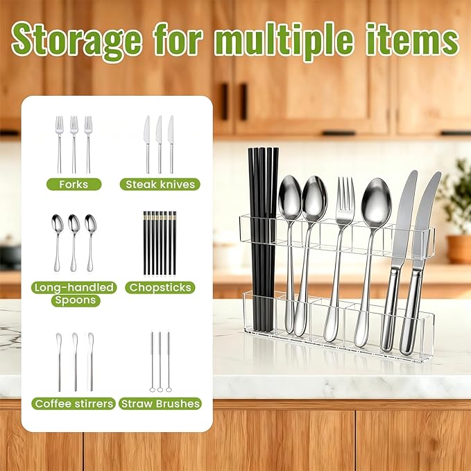 Mpotmiy 9.5” Large Acrylic Straw Holder for Cabinet Door-Reusable Tumbler Straw Organizer with Ultra Sticky Adhesive Tape ,Plastic Kitchen Accessories Container for Inside Cupboard Door (Transparent)