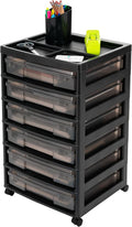 IRIS USA Fits 12" x 12" Paper, 6-Tier Scrapbook Rolling Storage Cart with Organizer for Stationery Vinyl Tools Office Art and Craft Supplies, Yarn, 6 Cases w/Built in Handle - Gray