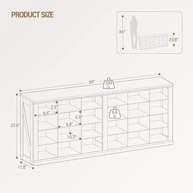 Hzuaneri Shoe Storage Bench, Wooden Entryway Shoe Benches with Cubby | Widened Wooden Farmhouse Shoe Bench with Compartments, Shoe Rack Benches for Cloakroom, Living Room, Antique White SB52514B