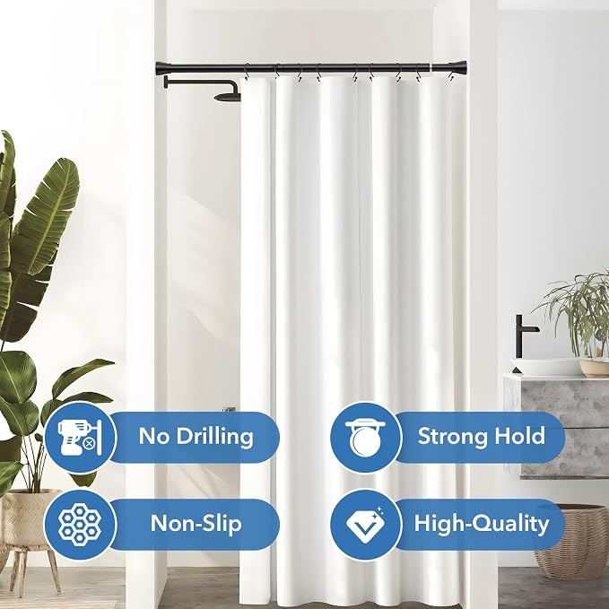 28-48 Inch Adjustable Stainless Steel Anti-Slip Spring Tension Small Shower Curtain Rod - No Drilling, 7/8" Tension Rod for Bathroom Bedroom Doorway Closet Door