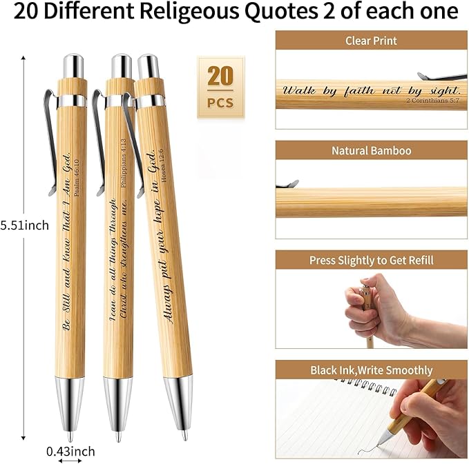 40 Pcs/20 Sets Christian Gifts Bulk Bible Verse Spiral Notebook and Pen Prayer Journal Religious Scripture Notepad Inspirational Christmas Gifts for Bible Study Groups & Church Families (20)